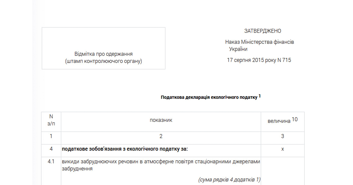 Податкова декларація екологічного податку. Онлайн-консультант еколога ...